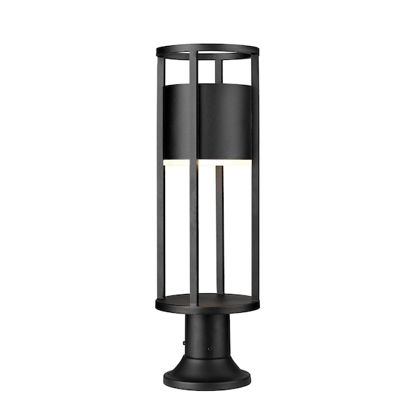 Z-Lite Luca Outdoor Pier Mounted Fixture, 1-Light, 7.25 In.W x 23.75 In.H, Black/Etched 517PHM-553PM-BK-LED - main